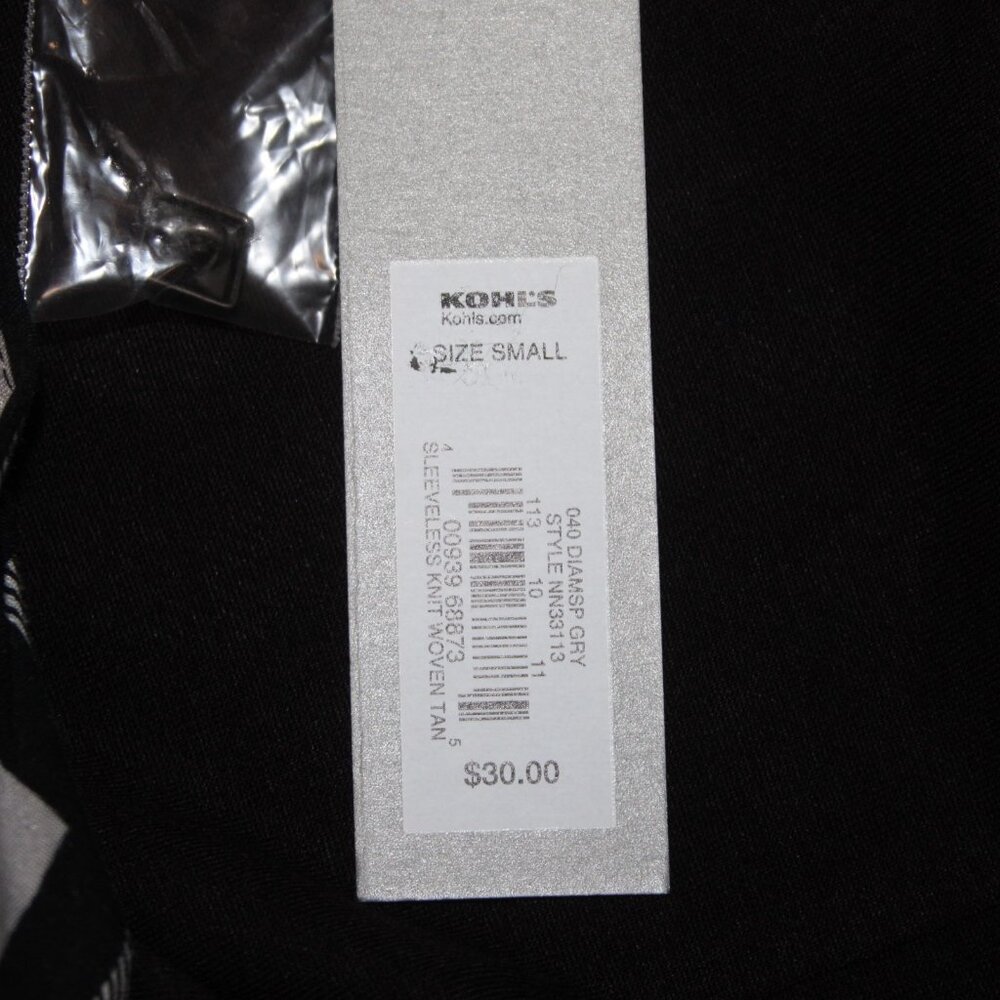 Apt 9 Top $30 Sz S Black White Round Neck Sleeveless 100% Rayon Top - Picture 8 of 11